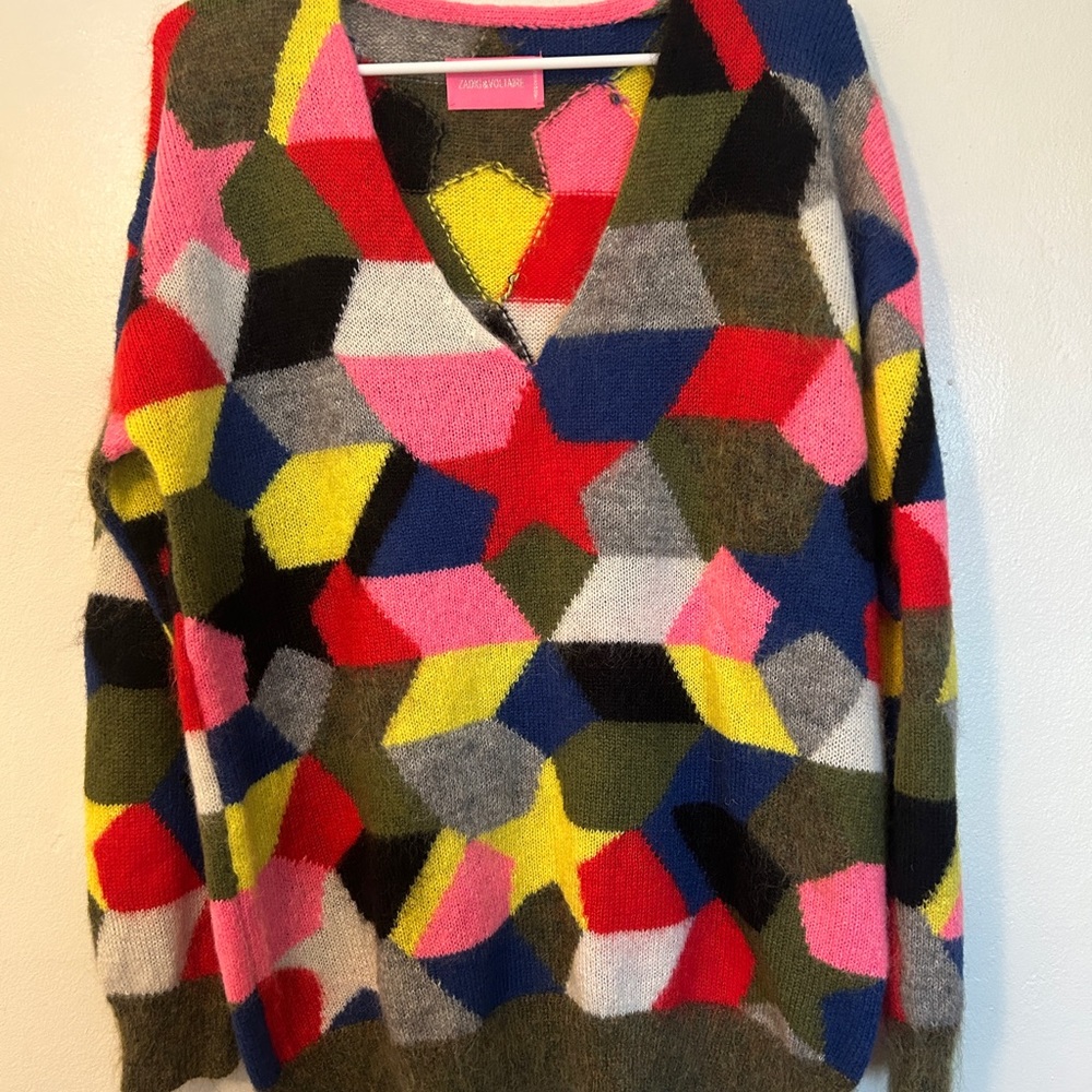 EUC Zadig and Voltaire Diane Intarsia Sweater Size Medium